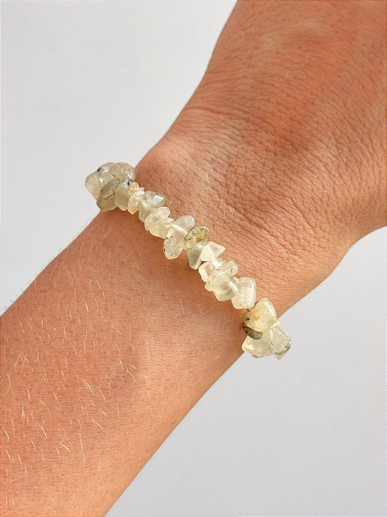 Pulseira de Prehnita - Ouvir o Coração, Desapego, Fobias, Sinceridade e Atitude