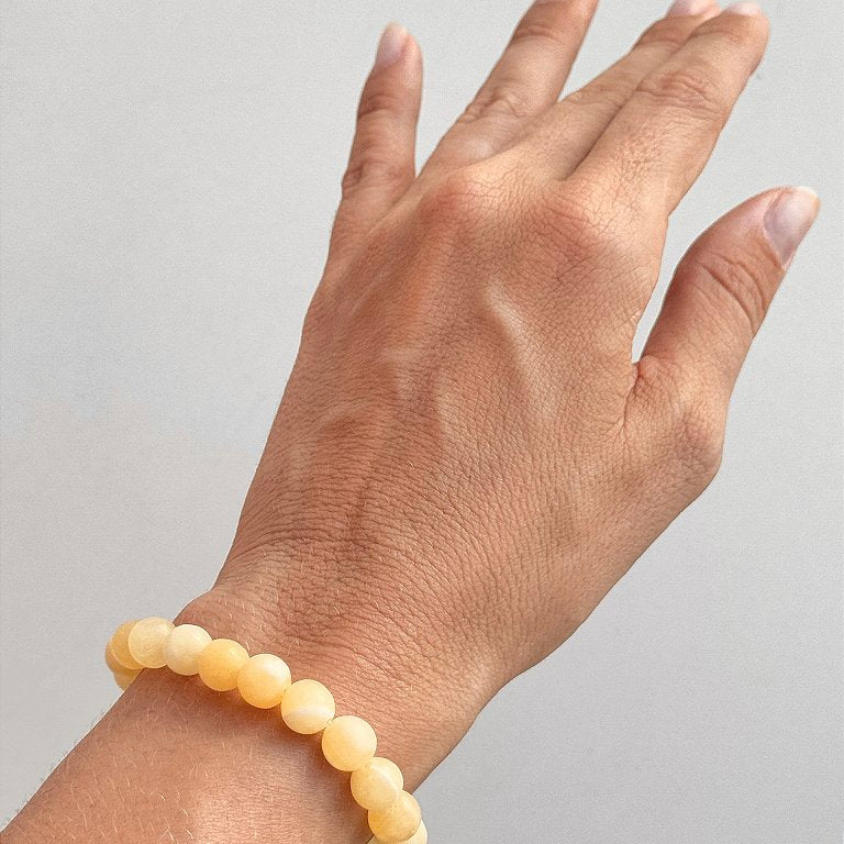 Pulseira de Calcita Amarela Redonda 8mm - Movimento, Realizações, Alegria e Entusiasmo