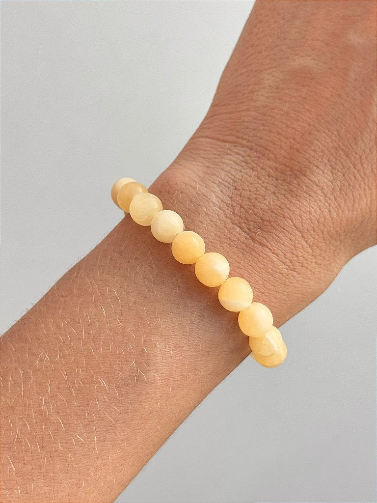 Pulseira de Calcita Amarela Redonda 8mm - Movimento, Realizações, Alegria e Entusiasmo