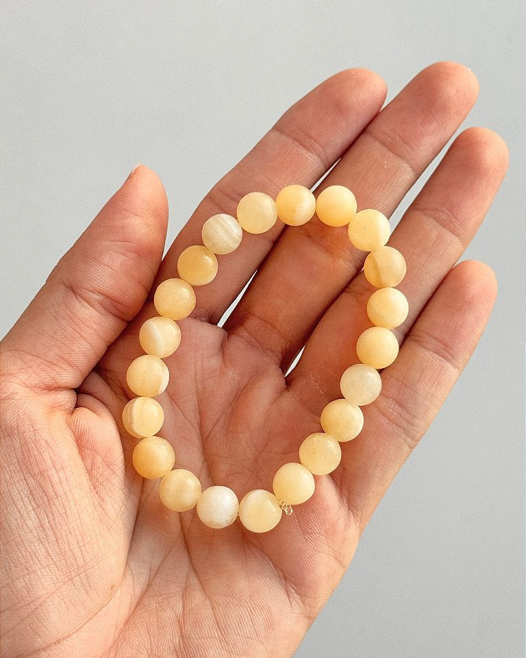 Pulseira de Calcita Amarela Redonda 8mm - Movimento, Realizações, Alegria e Entusiasmo