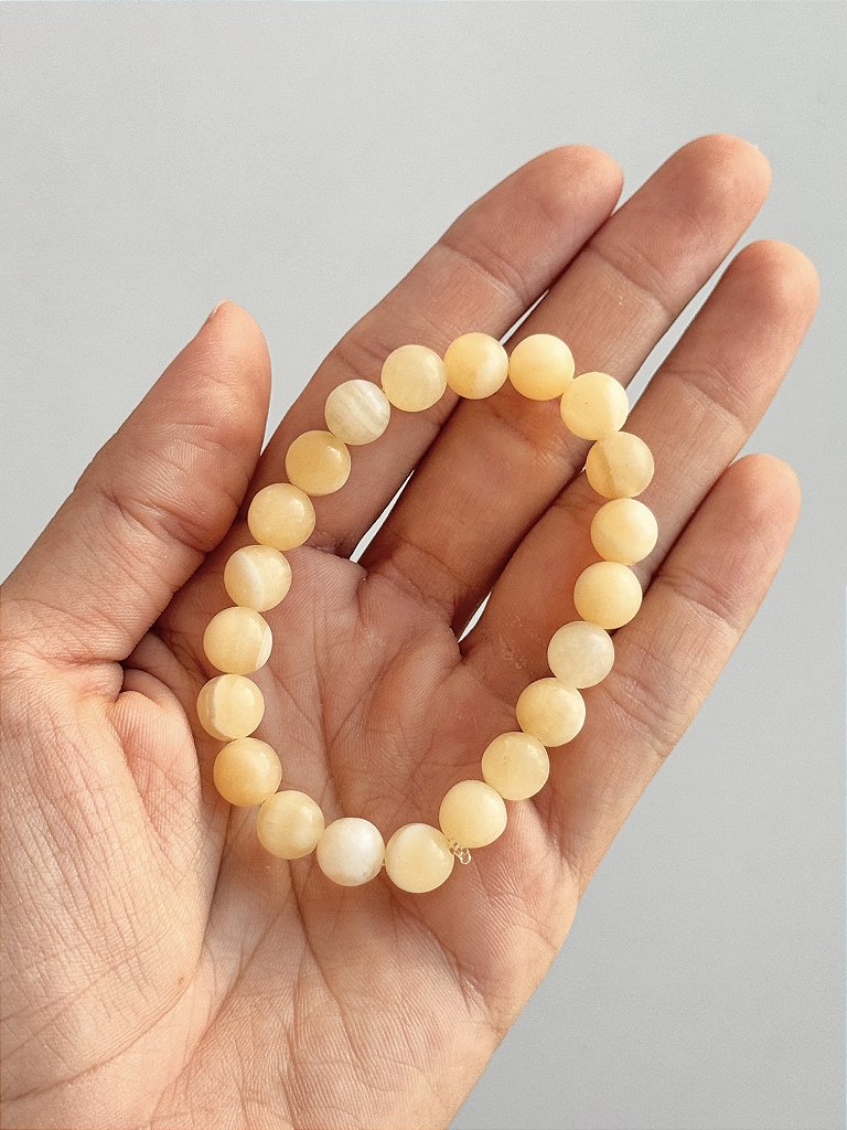 Pulseira de Calcita Amarela Redonda 8mm - Movimento, Realizações, Alegria e Entusiasmo
