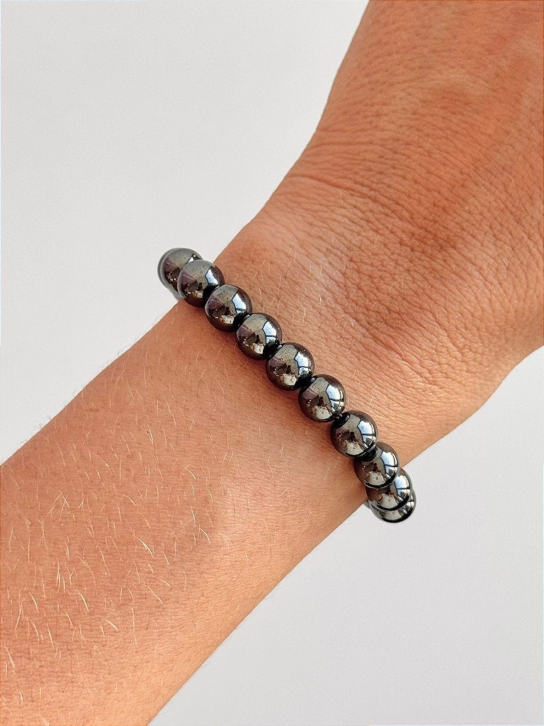 Pulseira de Hematita Redonda 8mm - Proteção, Disciplina, Afasta Vícios e Melhora Hábitos