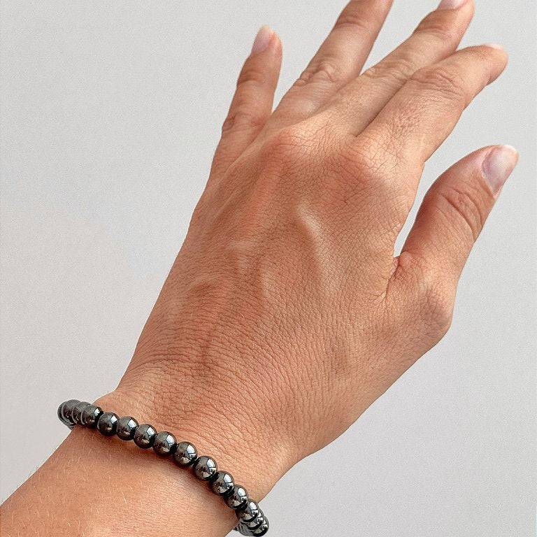Pulseira de Hematita Redonda 6mm - Proteção, Disciplina, Afasta Vícios e Melhora Hábitos