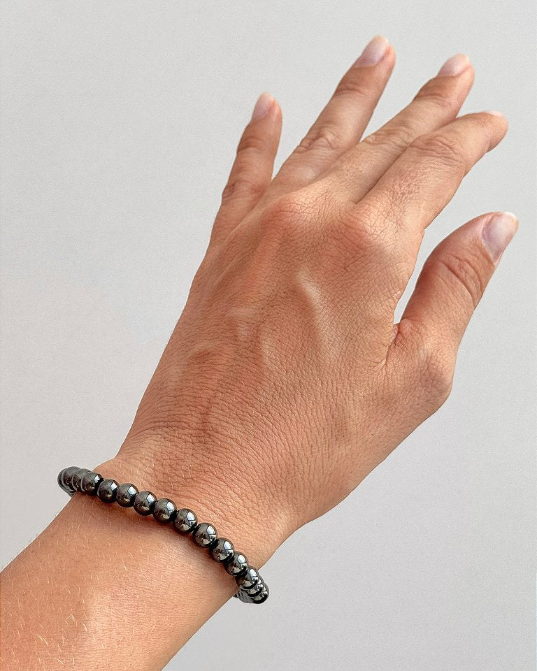 Pulseira de Hematita Redonda 6mm - Proteção, Disciplina, Afasta Vícios e Melhora Hábitos