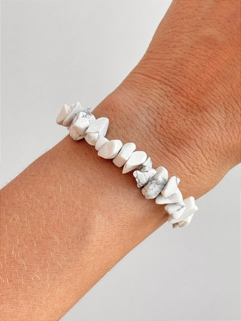 Pulseira de Howlita - Paciência, Ansiedade, Equilíbrio de Emoções e Paz