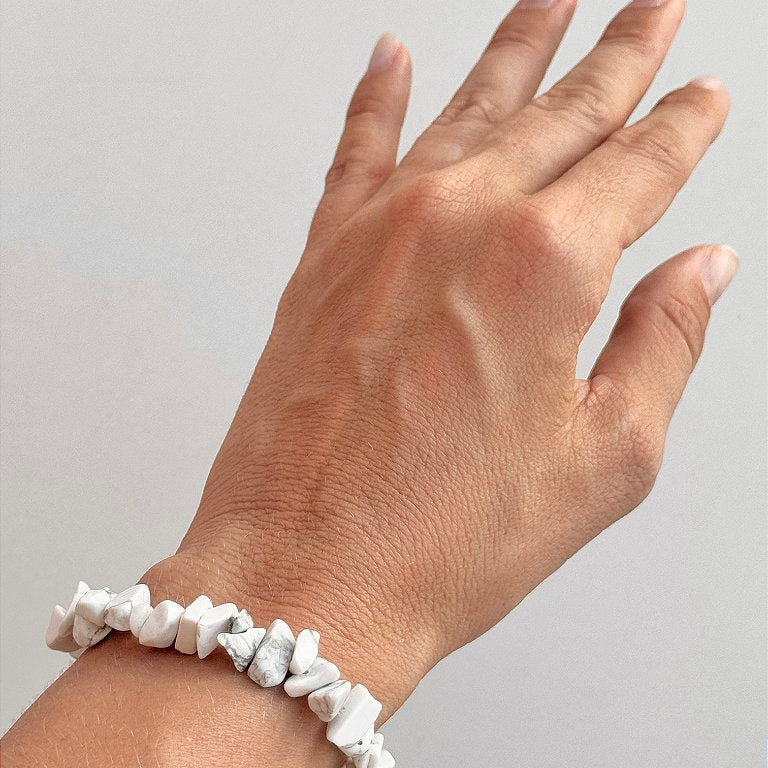 Pulseira de Howlita - Paciência, Ansiedade, Equilíbrio de Emoções e Paz