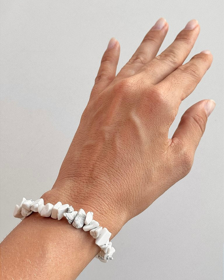 Pulseira de Howlita - Paciência, Ansiedade, Equilíbrio de Emoções e Paz