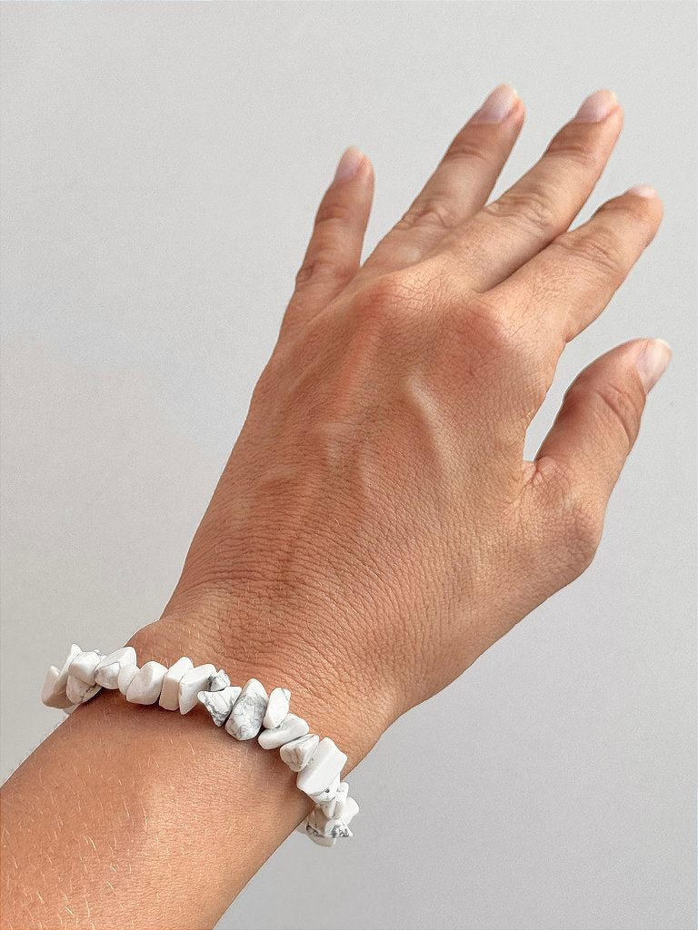 Pulseira de Howlita - Paciência, Ansiedade, Equilíbrio de Emoções e Paz