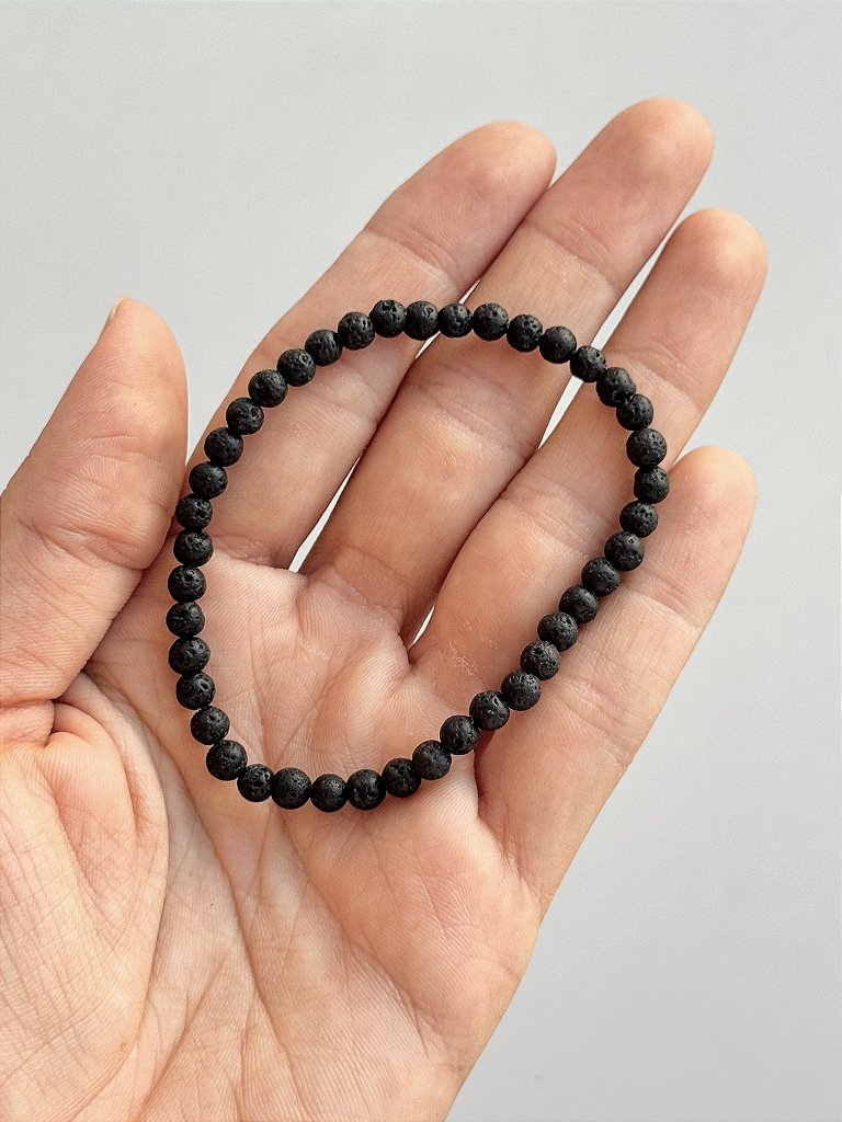 Pulseira de Lava Vulcânica Redonda 4mm - Resiliência, Força e Autossabotagem
