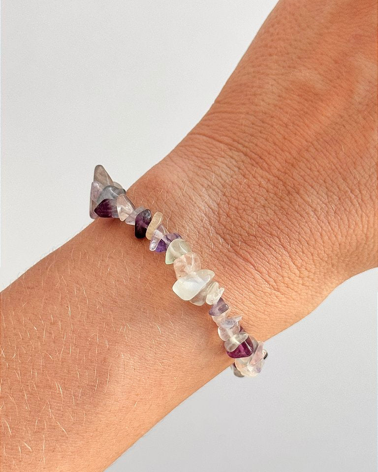 Pulseira de Fluorita Arco-Íris - Superação, Despertar Espiritual, Purificação, Ordem e Concentração