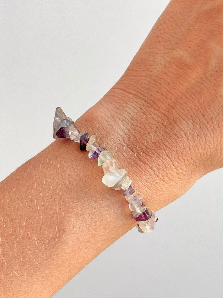 Pulseira de Fluorita Arco-Íris - Superação, Despertar Espiritual, Purificação, Ordem e Concentração