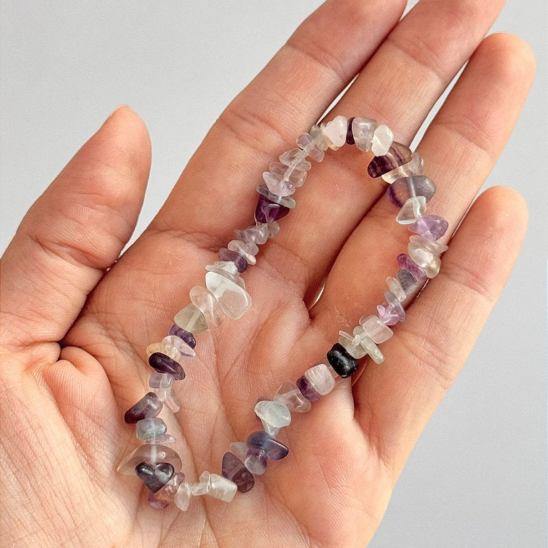 Pulseira de Fluorita Arco-Íris - Superação, Despertar Espiritual, Purificação, Ordem e Concentração
