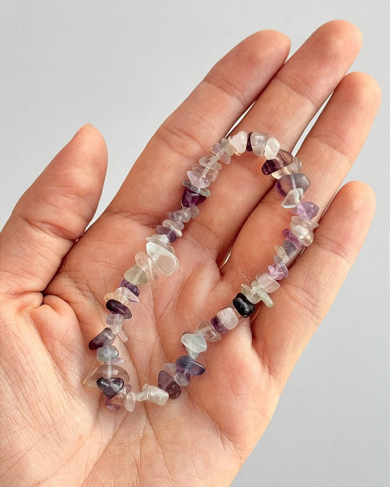 Pulseira de Fluorita Arco-Íris - Superação, Despertar Espiritual, Purificação, Ordem e Concentração