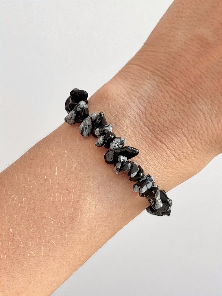 Pulseira de Obsidiana Floco de Neve - Estresse, Desapego e Crescimento Emocional; Afasta Equívocos