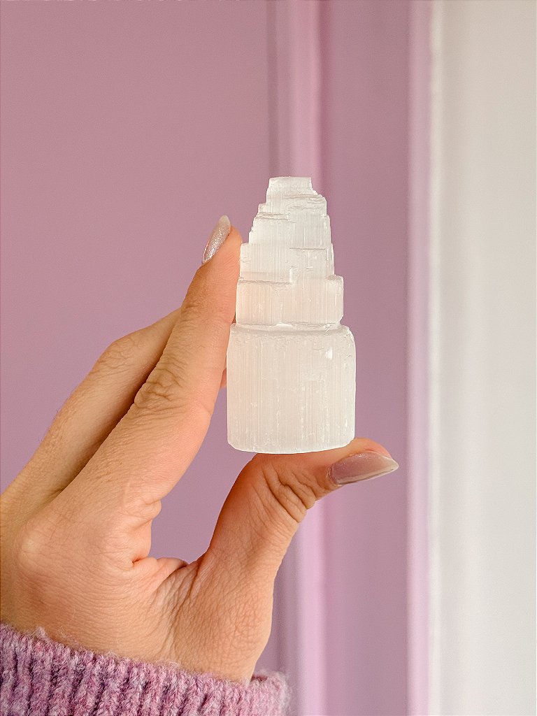 Torre de Selenita Baby 7cm - Limpeza Energética; Paz de Espírito; Cansaço Mental e Dores