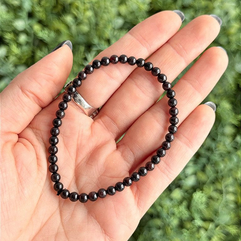 Pulseira de Granada Redonda 4mm - Poder Sexual, Ousadia, Autoestima, Paixão e Desejo