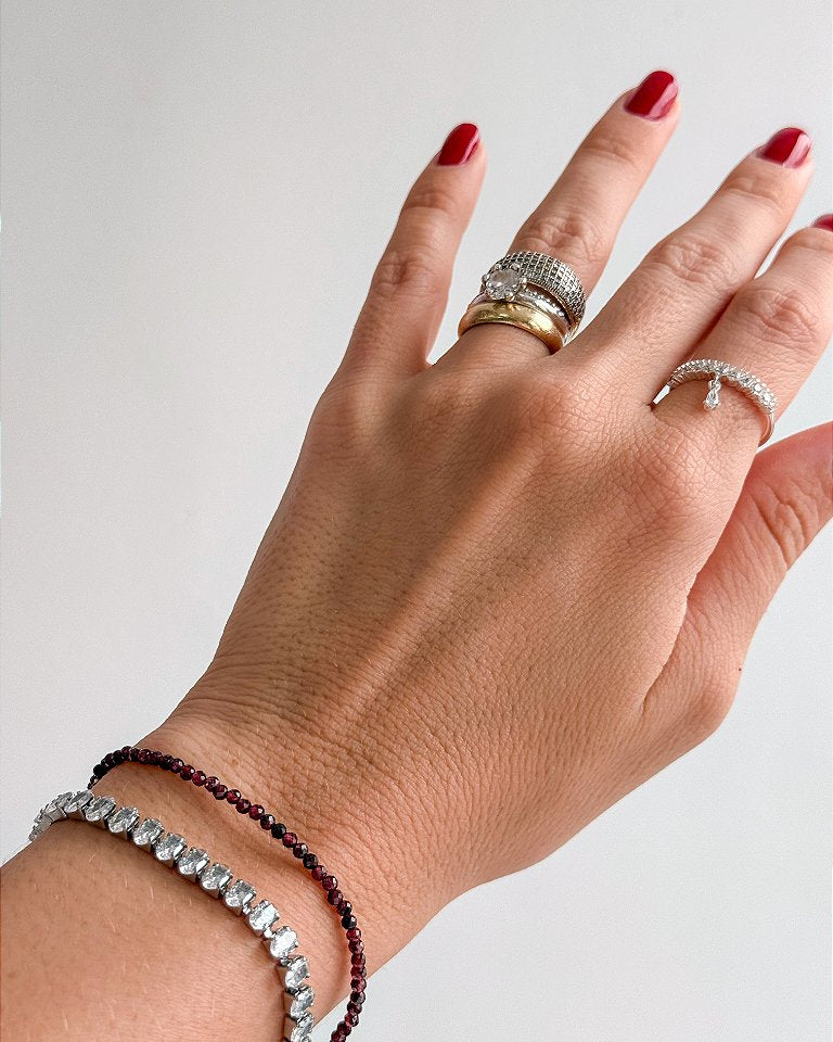 Pulseira de Granada 2mm Multifacetada - Poder Sexual, Ousadia, Autoestima, Paixão e Desejo