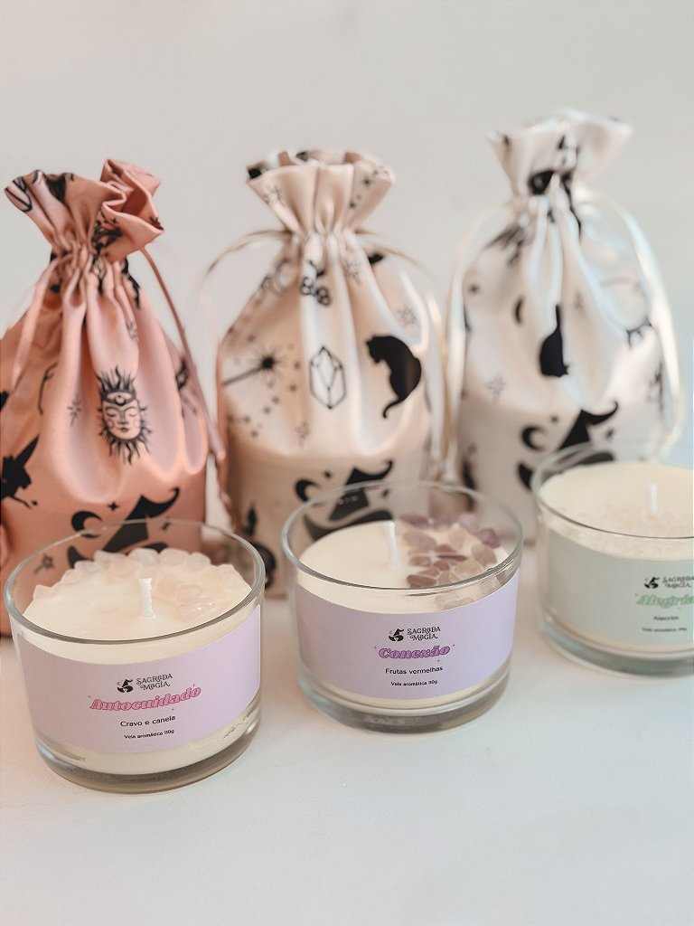 Velas Aromáticas - Kit Completo - Conexão, Autocuidado e Alegria