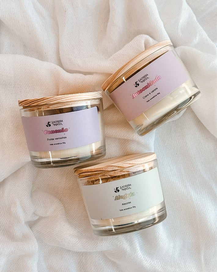 Velas Aromáticas - Kit Completo - Conexão, Autocuidado e Alegria