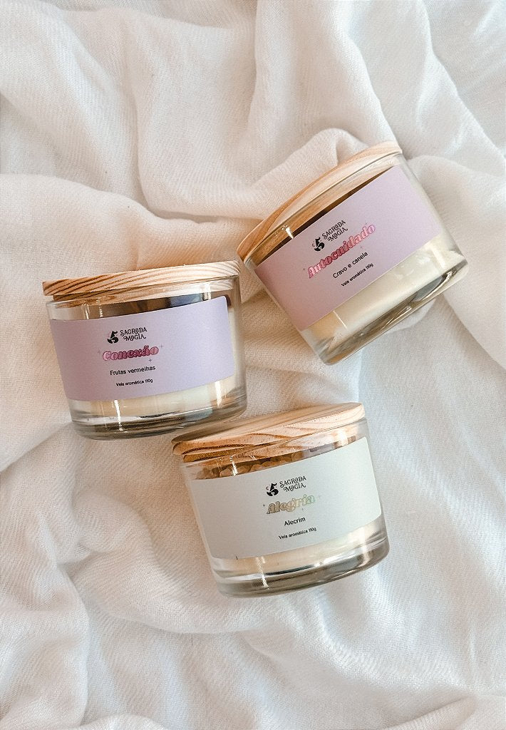 Velas Aromáticas - Kit Completo - Conexão, Autocuidado e Alegria