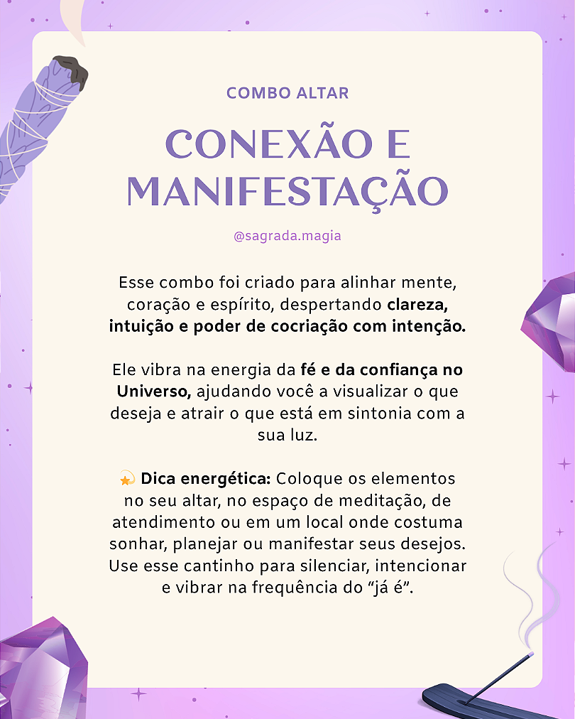 Combo Altar - Conexão e Manifestação - Cristais de Ambiente