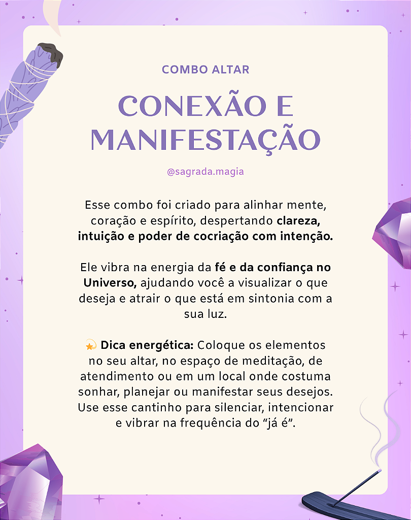 Combo Altar - Conexão e Manifestação - Cristais de Ambiente