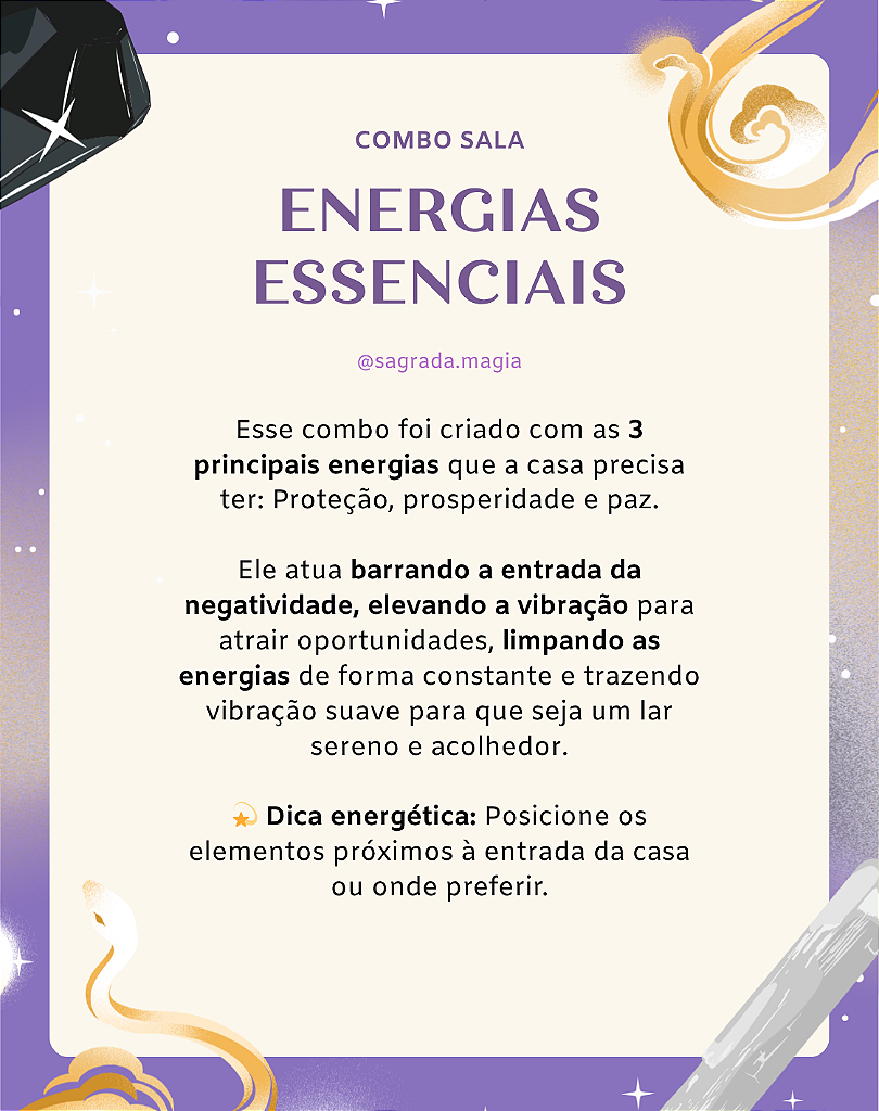 Combo Sala - Energias Essenciais - Proteção, Prosperidade e Harmonia do Lar
