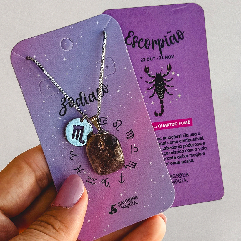 Colar dos Signos - Escorpião - Quartzo Fumê