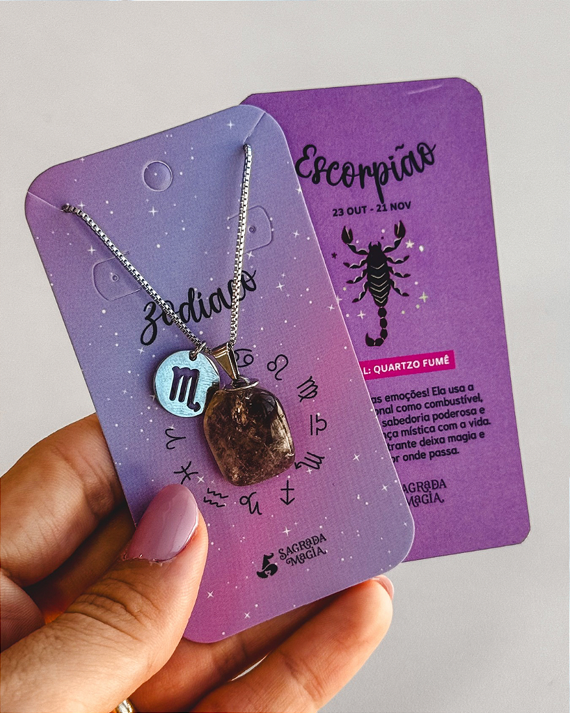 Colar dos Signos - Escorpião - Quartzo Fumê