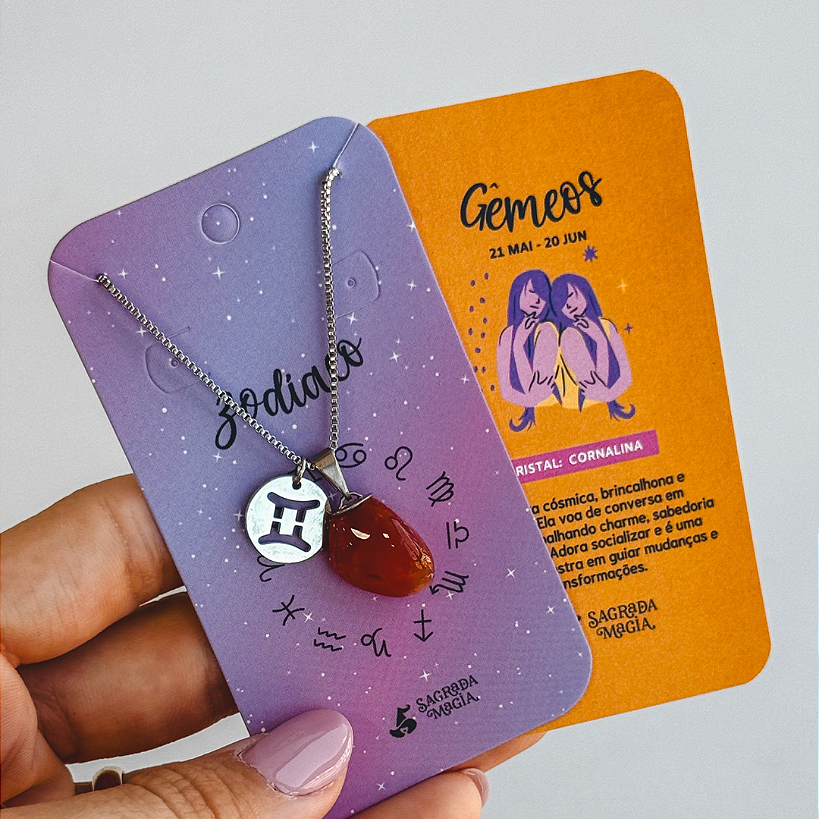 Colar dos Signos - Gêmeos - Cornalina