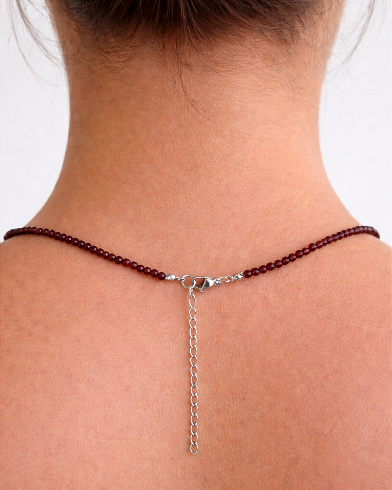 Colar de Granada 2mm Multifacetado - Poder Sexual, Ousadia, Autoestima, Paixão e Desejo