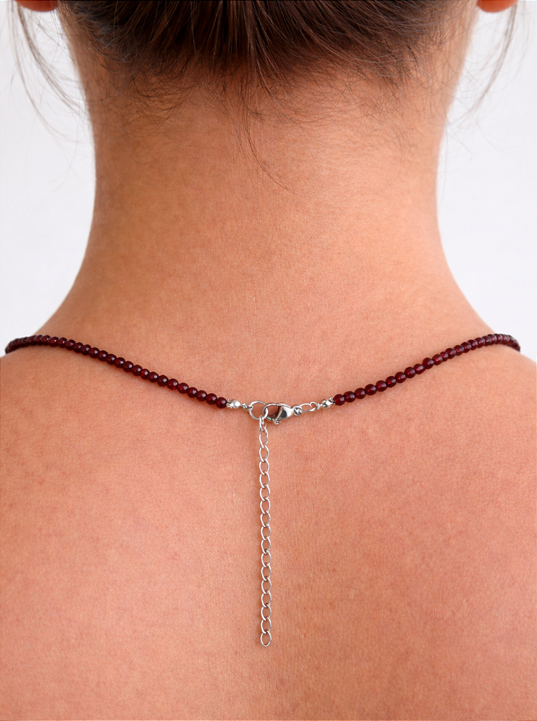 Colar de Granada 2mm Multifacetado - Poder Sexual, Ousadia, Autoestima, Paixão e Desejo