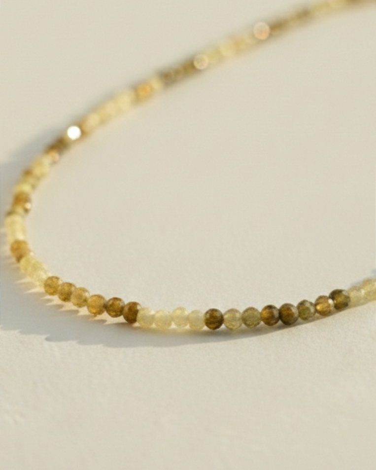Pulseira de Peridoto 2mm Multifacetada - Transformação; Mudanças Drásticas; Destino; Libera Tensões