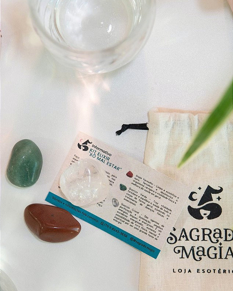Kit Elixir "Xô Mal Estar" - 3 Cristais Para Colocar na Garrafa