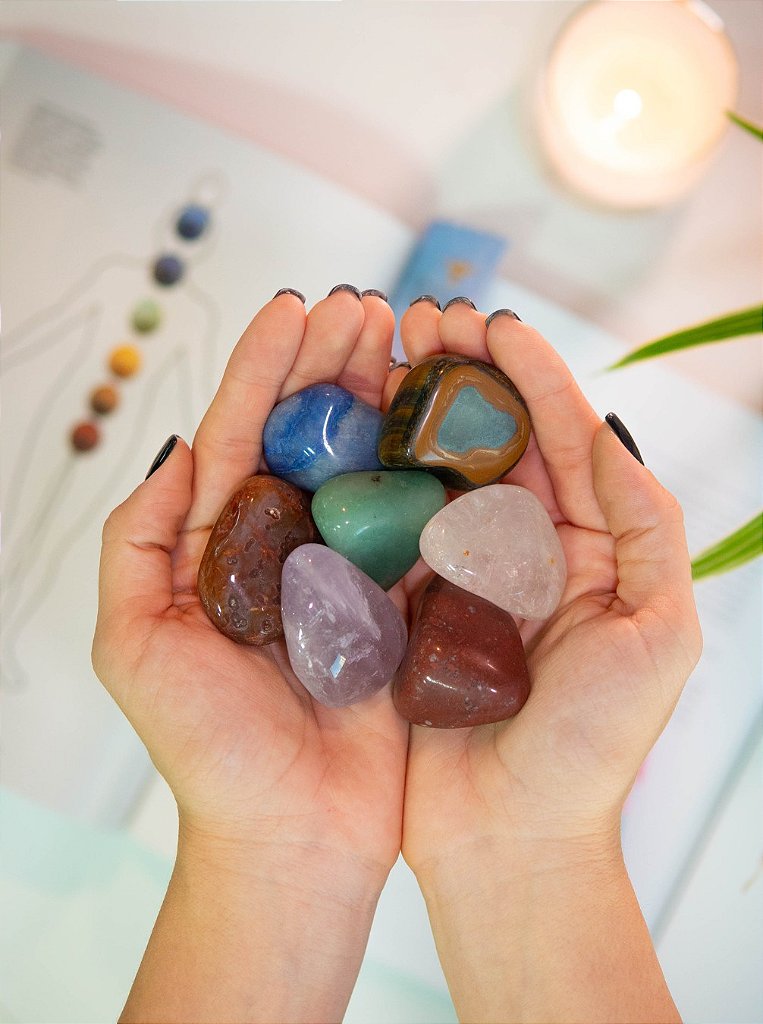 Kit Chakras Rolado - 7 Cristais + Instruções - Equilíbrio, Energia e Reconexão