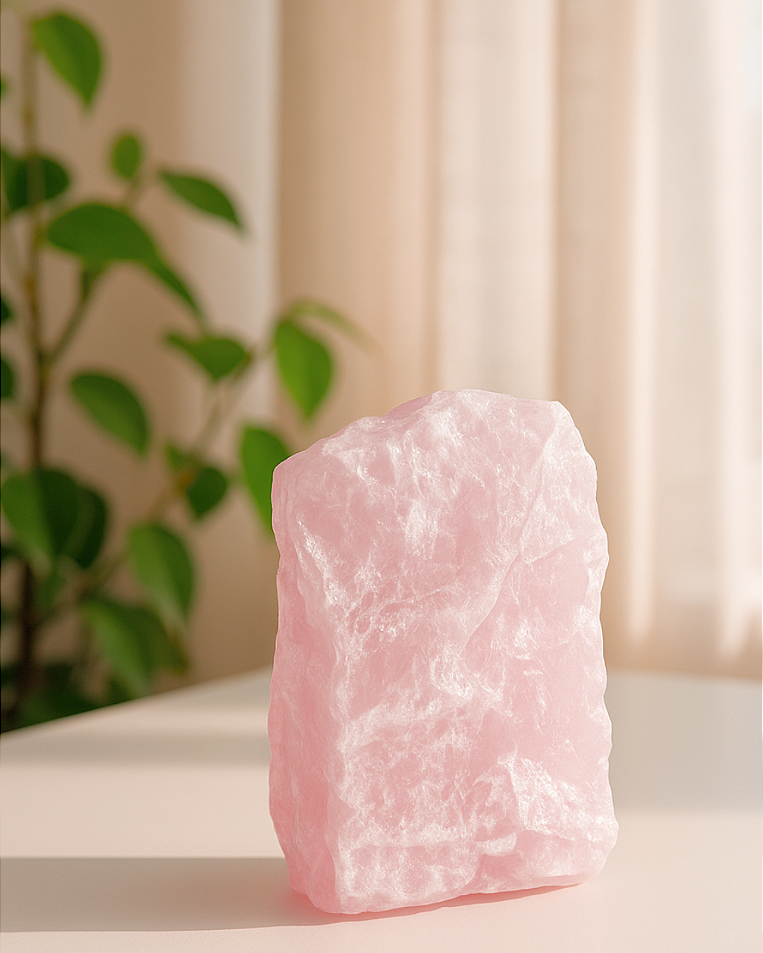 Quartzo Rosa - Base Serrada - Amor Próprio, Perdão, Acolhimento e Gratidão