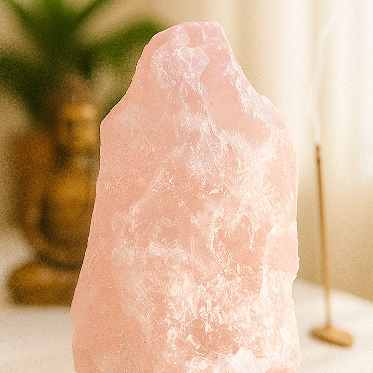 Quartzo Rosa - Base Serrada GRANDE 20cm - Amor Próprio, Perdão, Acolhimento e Gratidão