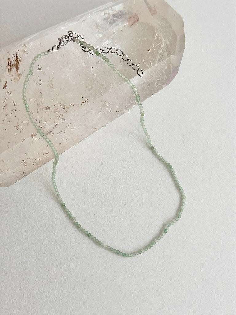 Colar Quartzo Verde 2mm Multifacetada - Saúde, Imunidade e Equilíbrio