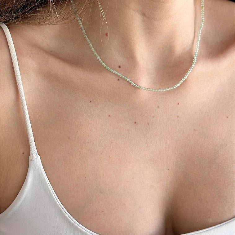 Colar Quartzo Verde 2mm Multifacetada - Saúde, Imunidade e Equilíbrio