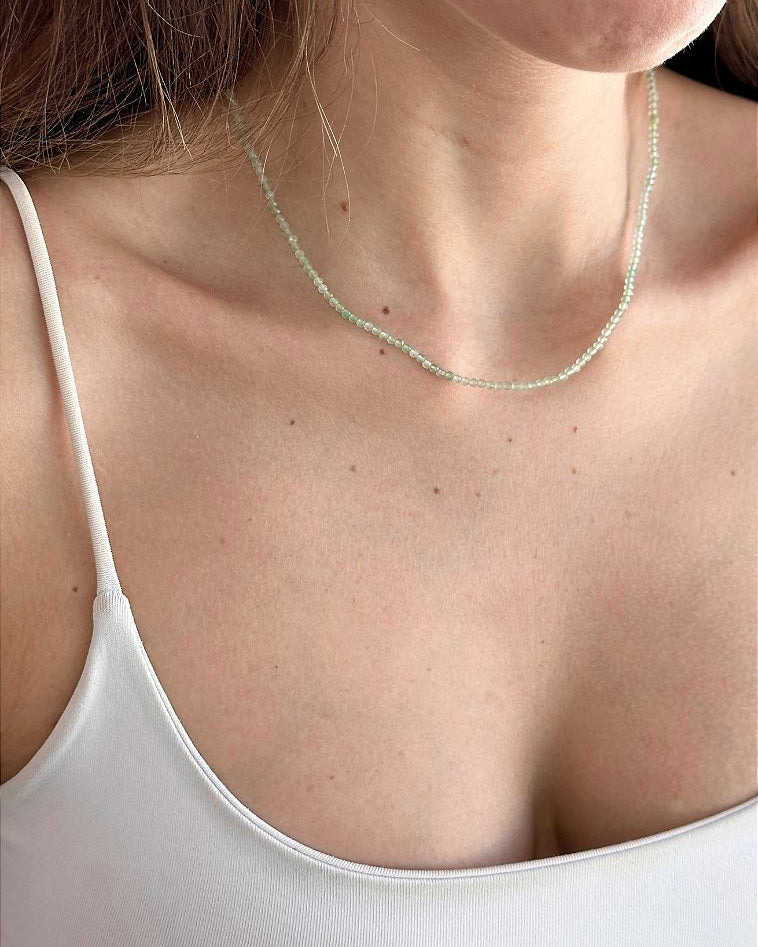 Colar Quartzo Verde 2mm Multifacetada - Saúde, Imunidade e Equilíbrio