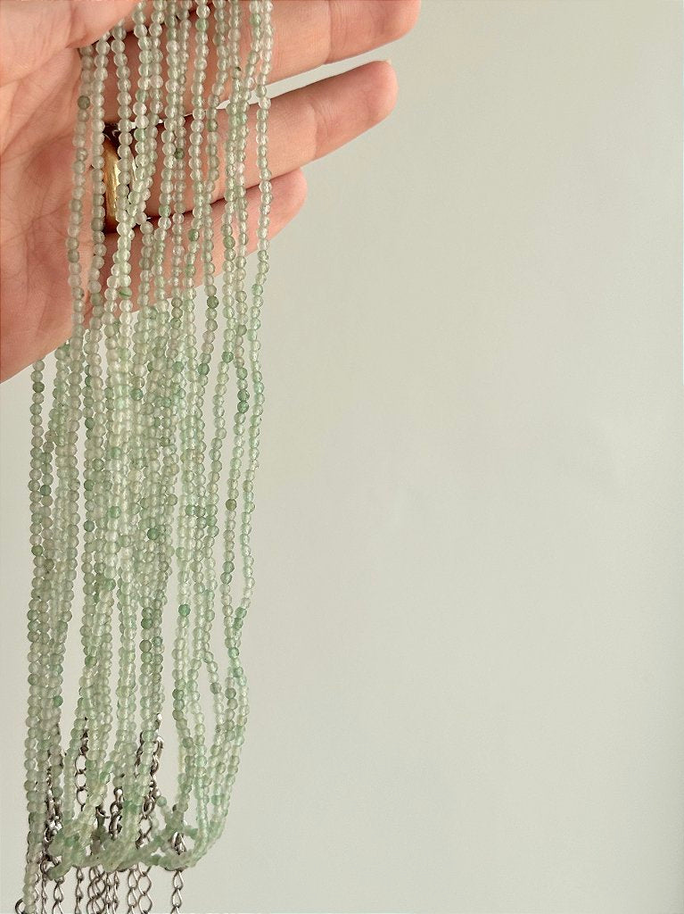 Colar Quartzo Verde 2mm Multifacetada - Saúde, Imunidade e Equilíbrio