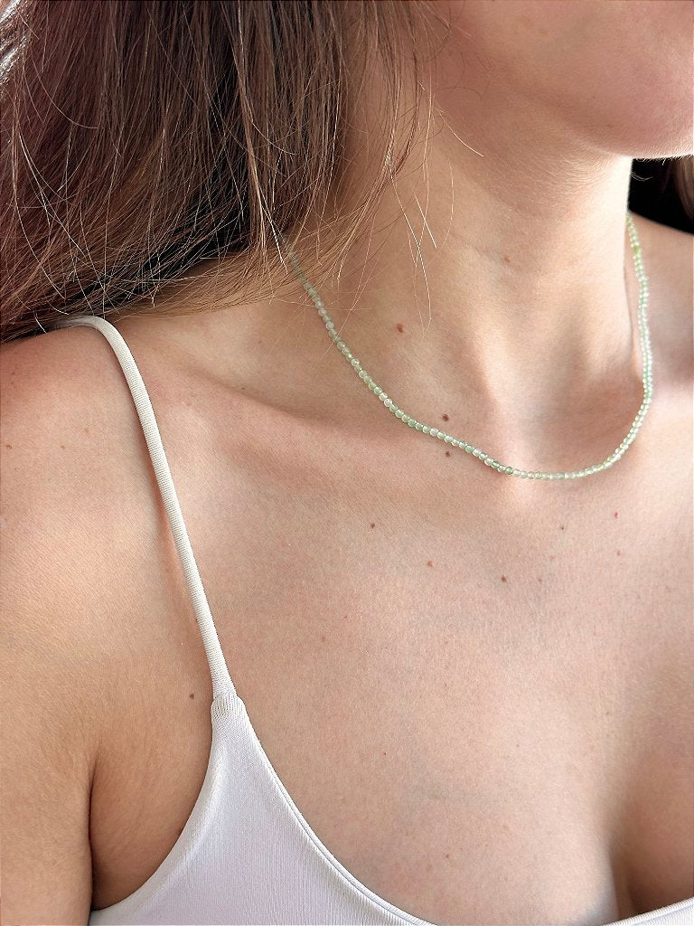 Colar Quartzo Verde 2mm Multifacetada - Saúde, Imunidade e Equilíbrio