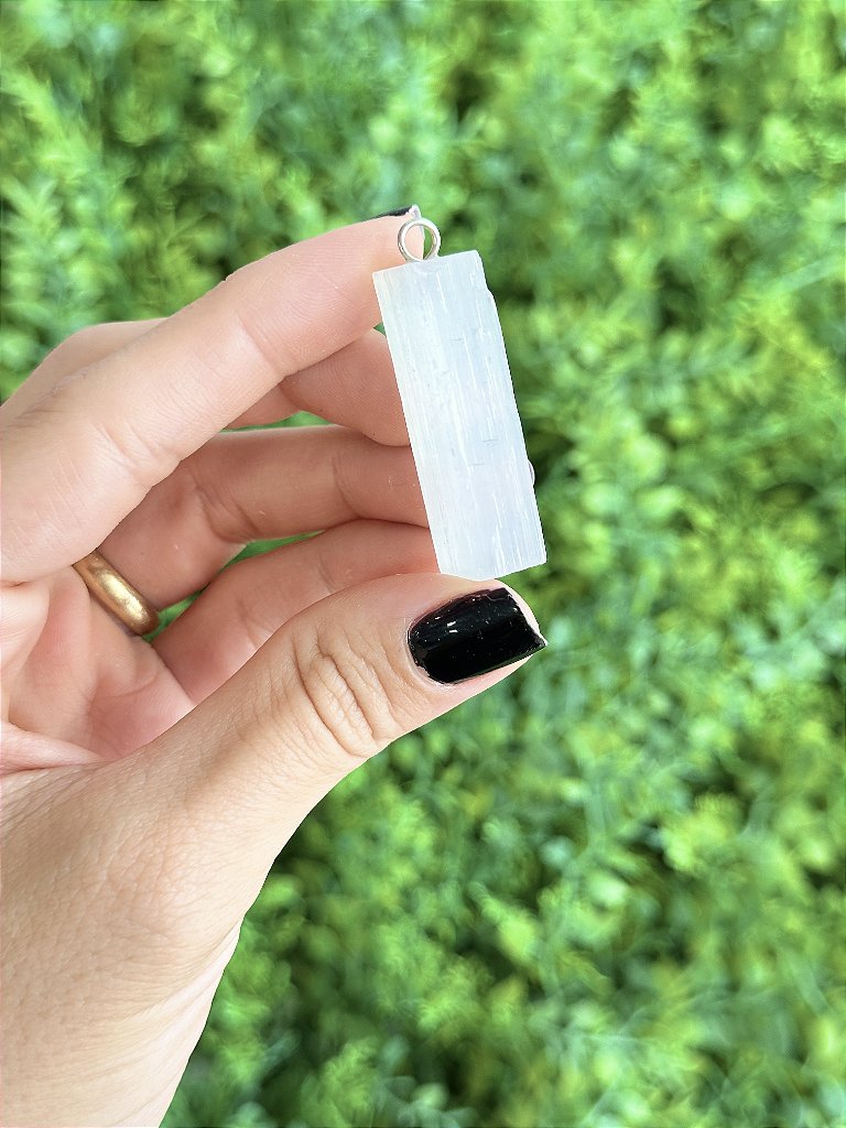 Pingente de Selenita Largo - Limpeza Energética; Paz de Espírito; Cansaço Mental e Dores