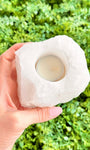Porta Velas de Quartzo Cristal - Purificação, Energização e Intensificador