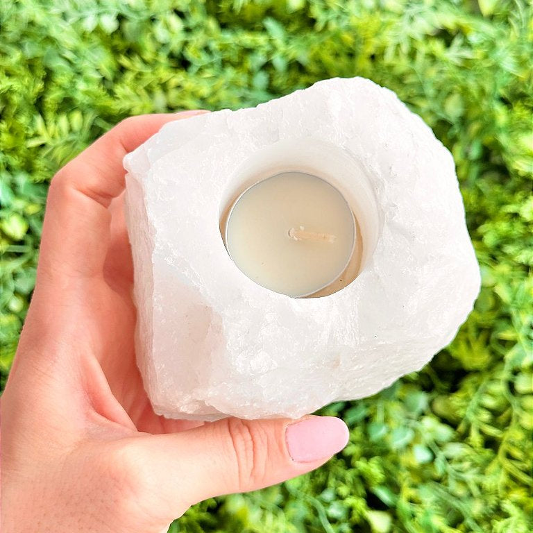 Porta Velas de Quartzo Cristal - Purificação, Energização e Intensificador