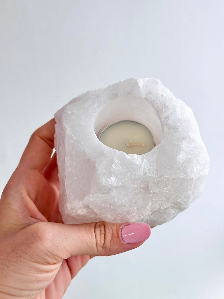 Porta Velas de Quartzo Cristal - Purificação, Energização e Intensificador