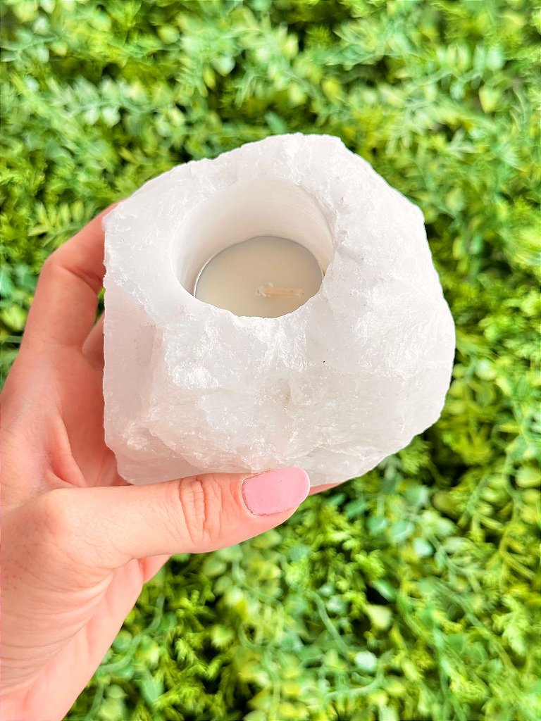 Porta Velas de Quartzo Cristal - Purificação, Energização e Intensificador