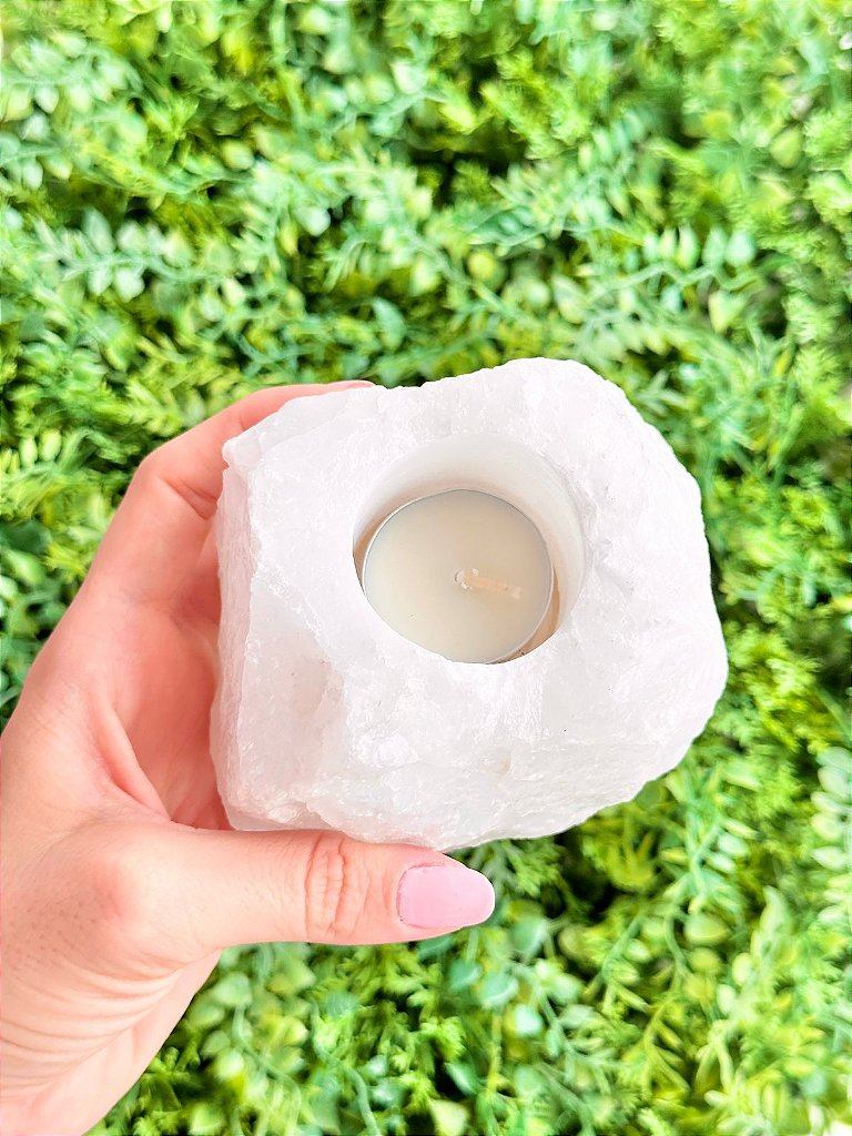 Porta Velas de Quartzo Cristal - Purificação, Energização e Intensificador