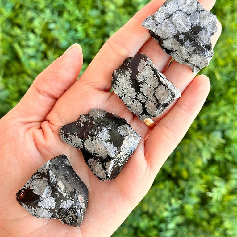 Obsidiana Floco de Neve Bruta - Estresse, desapego e receptividade