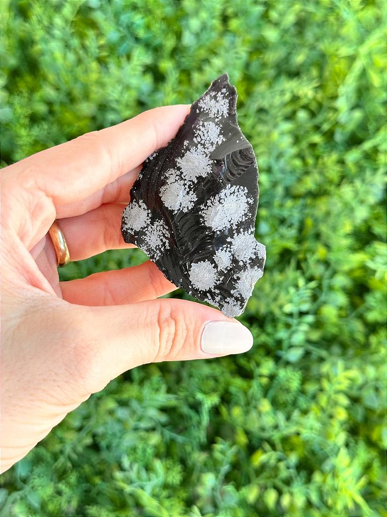 Obsidiana Floco de Neve Bruta G - Estresse, Desapego e Receptividade